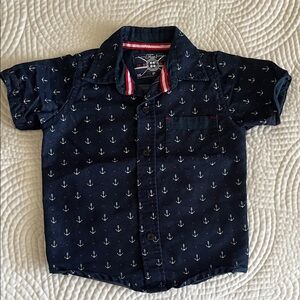 OshKosh B'gosh Dark Blue Anchor Print Button Down Shirt